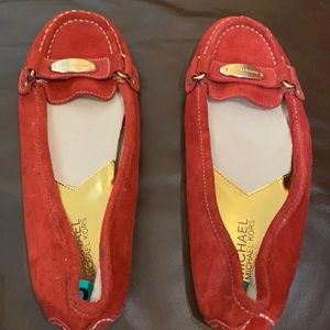 Red suede with gold Michael Kors plate